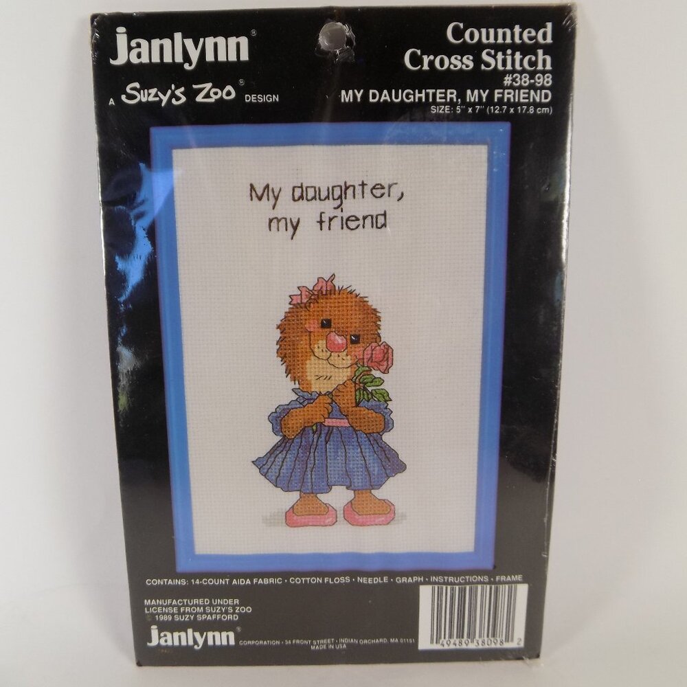 NEW VTG Janlynn Counted Cross Stitch Kit MY DAUGHTER MY FRIEND 38-98 Suzy's Zoo